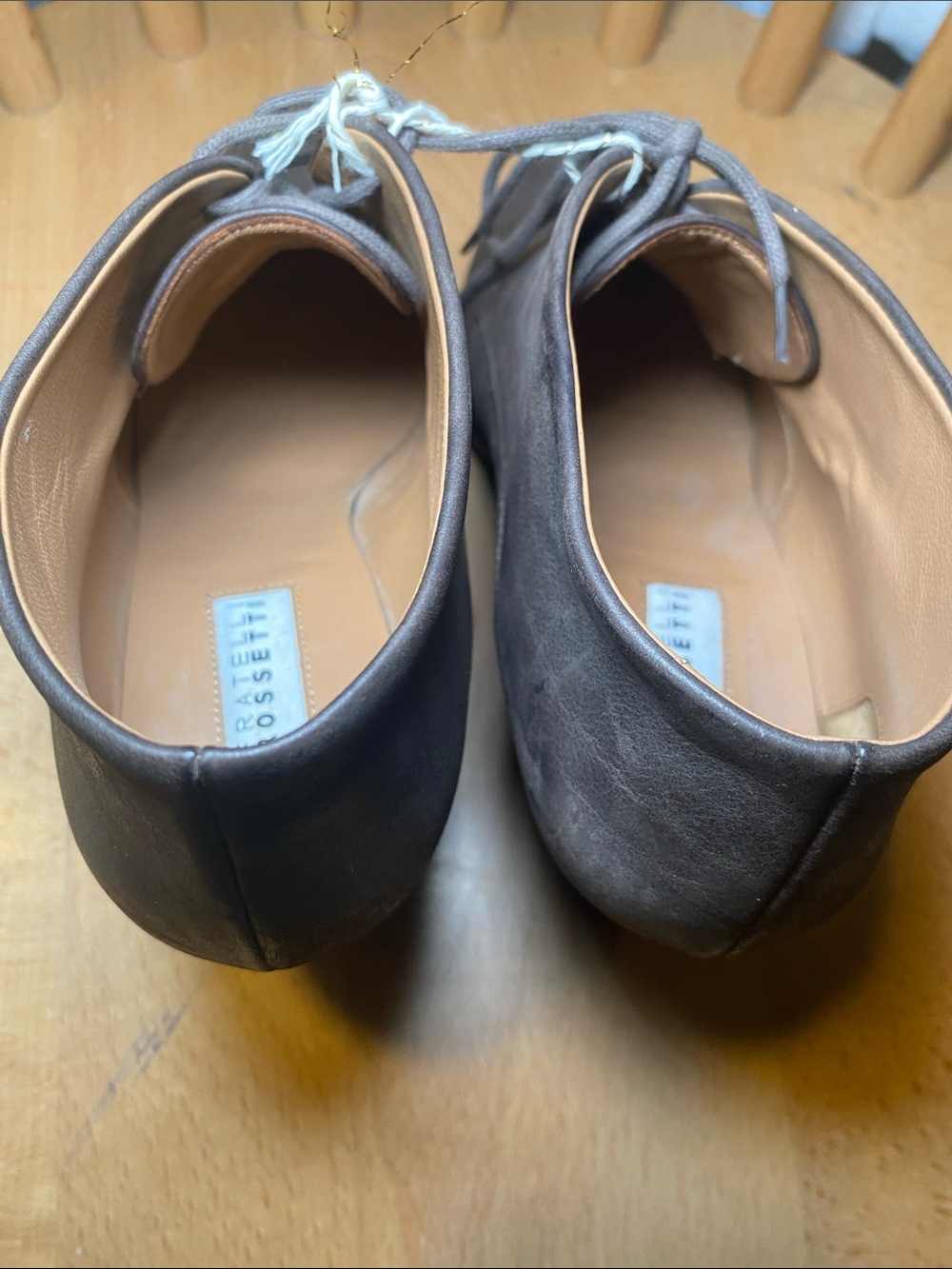 Fratelli Rossetti Taupe Gray Lace-Up Pointed Ankle Boots - Picture 3 of 5